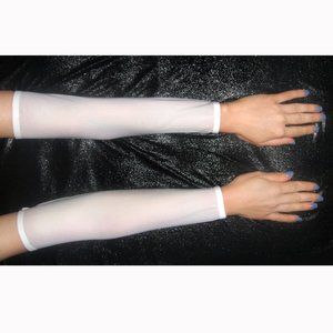White mesh sleeves for dance costume, show, carnival, cosplay. Size L